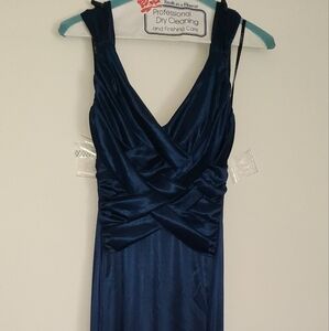 Elegant Navy Blue Satin Gown